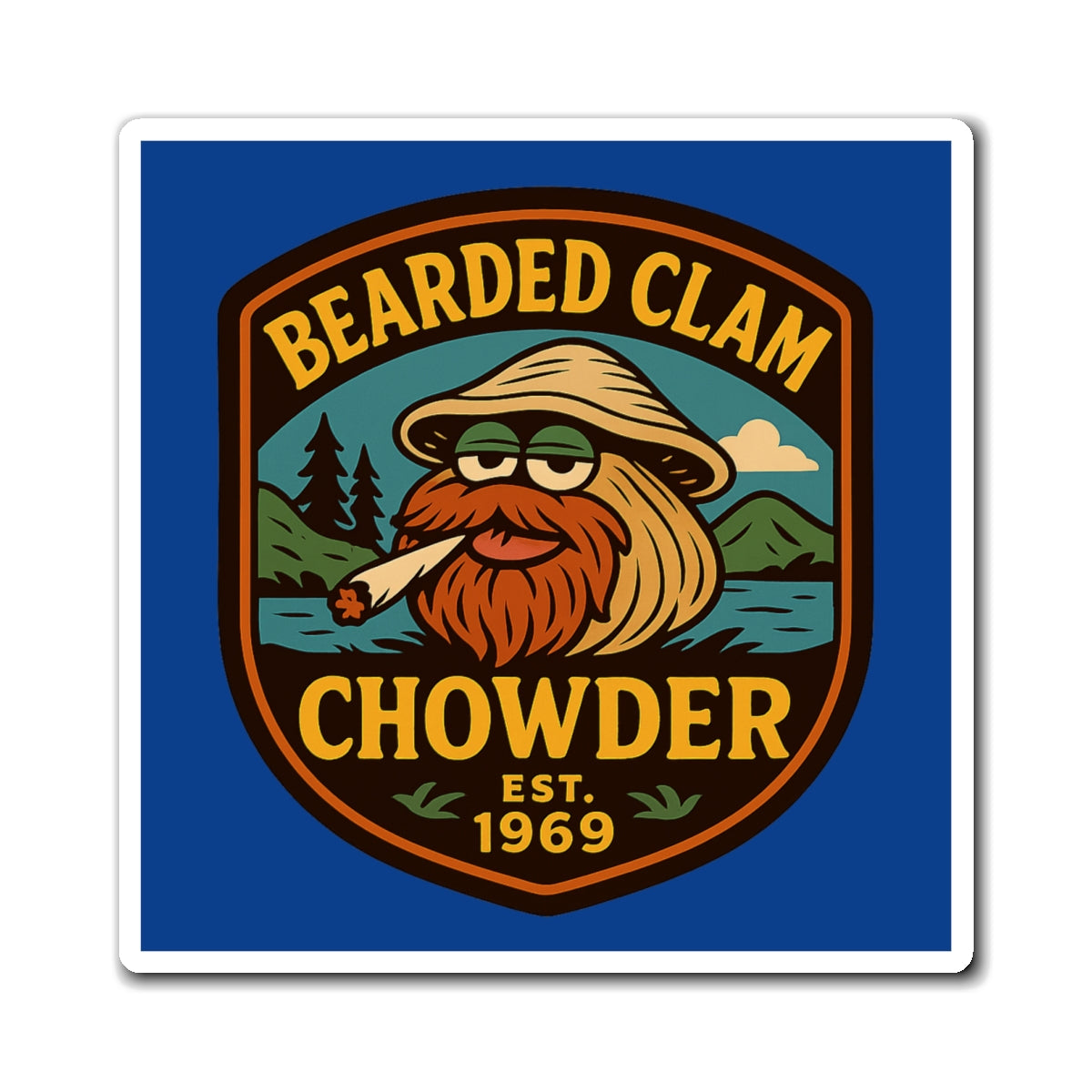 Bearded Clam Chowder Magnet, Retro Kitchen Decor, Fun Gift for Foodies, Unique Refrigerator Magnet, Coastal Vibe Decor